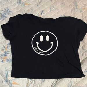 FSU Black Smiley Face Crop Top